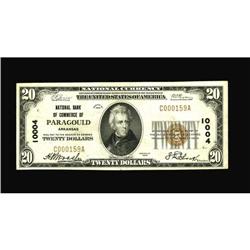 Paragould, AR - $20 1929 Ty. 1 NB of Commerce Ch. # 100