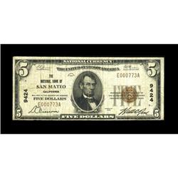 San Mateo, CA - $5 1929 Ty. 1 The NB of San Mateo Ch. #