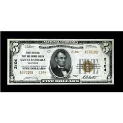 Santa Barbara, CA - $5 1929 Ty. 2 First NB & TC Ch. # 2