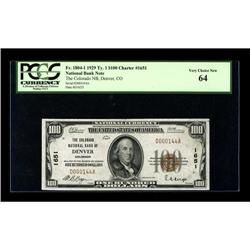 Denver, CO - $100 1929 Ty. 1 The Colorado NB Ch. # 1651