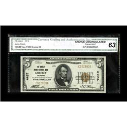 Greeley, CO - $5 1929 Ty. 1 The Greeley Union NB Ch. #