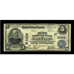 De Land, IL - $5 1902 Plain Back Fr. 607 The First NB C