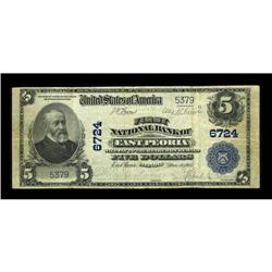 East Peoria, IL - $5 1902 Plain Back Fr. 598 First NB C