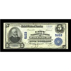 Harrisburg, IL - $5 1902 Plain Back Fr. 606 The City NB