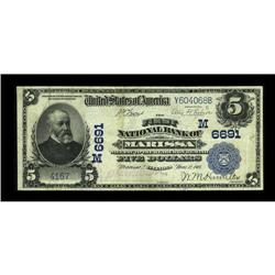 Marissa, IL - $5 1902 Plain Back Fr. 598 The First NB C
