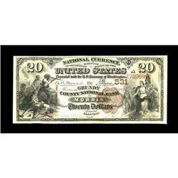 Morris, IL - $20 1882 Brown Back Fr. 494 The Grundy Cou