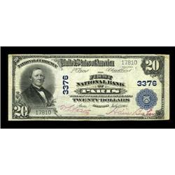 Paris, IL - $20 1902 Plain Back Fr. 651 The First NB Ch