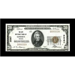 Goshen, IN - $20 1929 Ty. 1 The City NB Ch. # 2067Plent