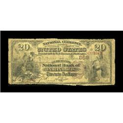 Indianapolis, IN - $20 1882 Brown Back Fr. 494 The Merc