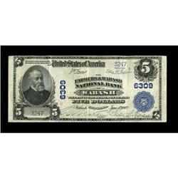 Wabash, IN - $5 1902 Plain Back Fr. 598 The Farmers & W