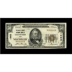 Glenwood, IA - $50 1929 Ty. 1 The Mills County NB