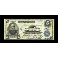 Nicholasville, KY - $5 1902 Plain Back Fr. 601 The Firs