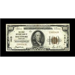 Baltimore, MD - $100 1929 Ty. 1 The First NB Ch. # 1413