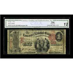 Lancaster, MA - $1 1875 Fr. 385 The Lancaster NB Ch. #