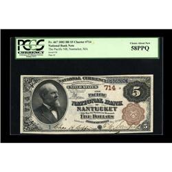 Nantucket, MA - $5 1882 Brown Back Fr. 467 The Pacific