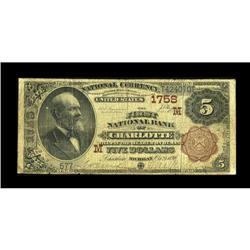 Charlotte, MI - $5 1882 Brown Back Fr. 471 The First NB