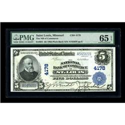 Saint Louis, MO - $5 1902 Plain Back Fr. 601 The NB of