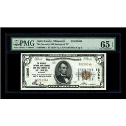 Saint Louis, MO - $5 1929 Ty. 1 The Security NB Savings