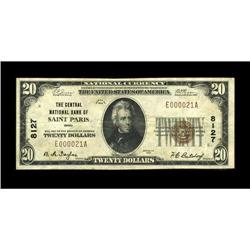 Saint Paris, OH - $20 1929 Ty. 1 The Central NB Ch. # 8
