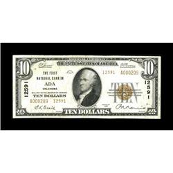 Ada, OK - $10 1929 Ty. 2 The First NB Ch. # 12591A scar