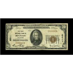 Boynton, OK - $20 1929 Ty. 1 The First NB Ch. # 6511An