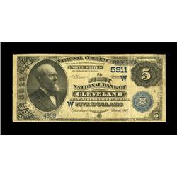 Cleveland, OK - $5 1882 Value Back Fr. 575 The First NB