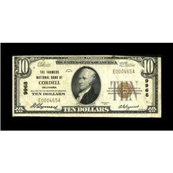 Cordell, OK - $10 1929 Ty. 1 The Farmers NB Ch. # 9968T