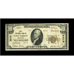 Fort Gibson, OK - $10 1929 Ty. 2 First NB Ch. # 8079A v