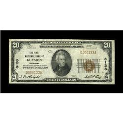 Guymon, OK - $20 1929 Ty. 1 The First NB Ch. # 8138Note