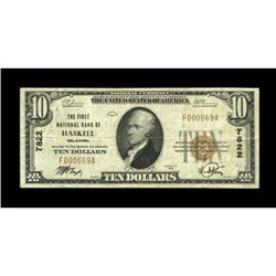 Haskell, OK - $10 1929 Ty. 1 The First NB Ch. # 7822One