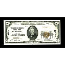 Hennessey, OK - $20 1929 Ty. 1 The Farmers & Merchants