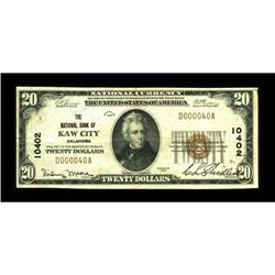 Kaw City, OK - $20 1929 Ty. 1 The NB of Kaw City Ch. #