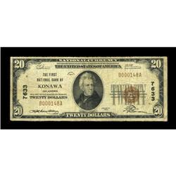 Konawa, OK - $20 1929 Ty. 1 The First NB Ch. # 7633This