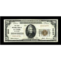 Luther, OK - $20 1929 Ty. 1 The First NB Ch. # 8563A pe
