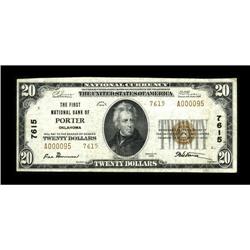 Porter, OK - $20 1929 Ty. 2 The First NB Ch. # 7615A ve