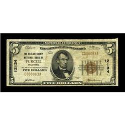 Purcell, OK - $5 1929 Ty. 2 The McClain County NB Ch. #