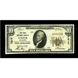 Stigler, OK - $10 1929 Ty. 1 The First NB Ch. # 7217A n