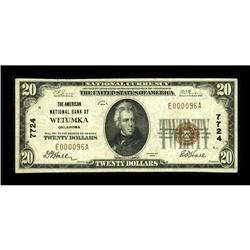 Wetumka, OK - $20 1929 Ty. 1 The American NB Ch. # 7724