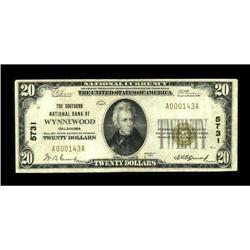 Wynnewood, OK - $20 1929 Ty. 1 The Southern NB Ch. # 57