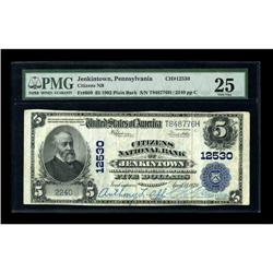 Jenkintown, PA - $5 1902 Plain Back Fr. 609 Citizens NB