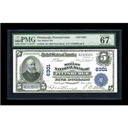 Pittsburgh, PA - $5 1902 Plain Back Fr. 598 The Mellon