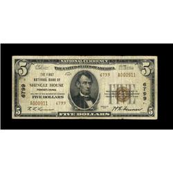 Shingle House, PA - $5 1929 Ty. 2 The First NB Ch. # 67