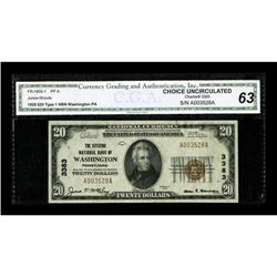 Washington, PA - $20 1929 Ty. 1 The Citizens NB Ch. # 3