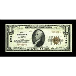 Alpine, TX - $10 1929 Ty. 1 State NB Ch. # 12289 XF