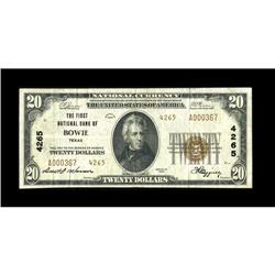 Bowie, TX - $20 1929 Ty. 2 The First NB Ch. # 4265A gre