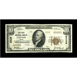 Canyon, TX - $10 1929 Ty. 2 The First NB Ch. # 5238This