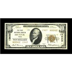 Decatur, TX - $10 1929 Ty. 2 The First NB Ch. # 13623A
