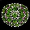 Image 1 : Natural Chrome Diopside & Rhodolite Garnet Ring