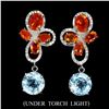 Image 1 : Natural  Orange Fire Opal & Topaz Earrings