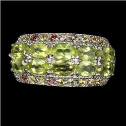 Natural  Peridot & Sapphire Ring